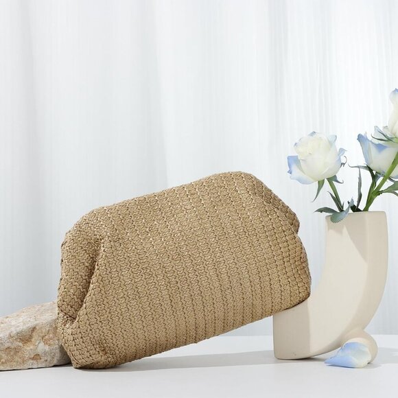 Straw Clutch Purse Women Summer Beach Crossbody Woven Rattan Bag - Picture 7 of 7